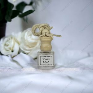 DEKORLUQUE Beyaz Sabun Araç Kokusu, Dekoratif Asmalı Araba Kokusu, İpli Araç Parfümü, Dolap Kokusu 8 ml